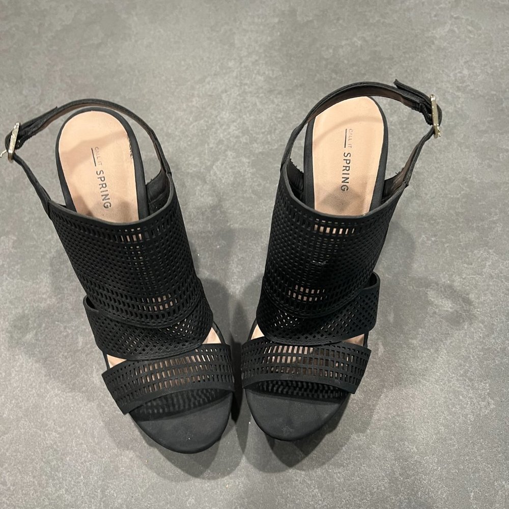 Call it Spring Black Wedges - Size 8.5